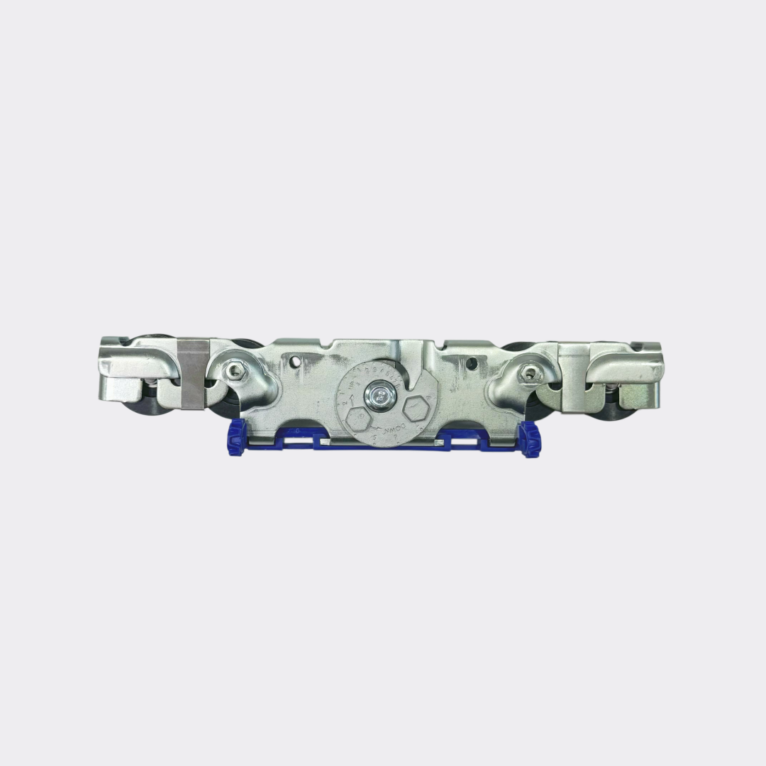 Assa Abloy SL500 carriage kit height adjustment wheel close-up, aftermarket replacement hanger for Besam SL500 sliding door