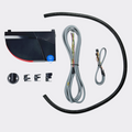 Complete BEA LZR-FLATSCAN SW laser safety sensor kit for automatic swing doors with left sensor module, cables, conduit, and mounting clips
