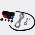 BEA LZR-FLATSCAN SW black laser safety sensor kit for automatic swing doors with right sensor module, wiring, cable conduit, and mounting hardware