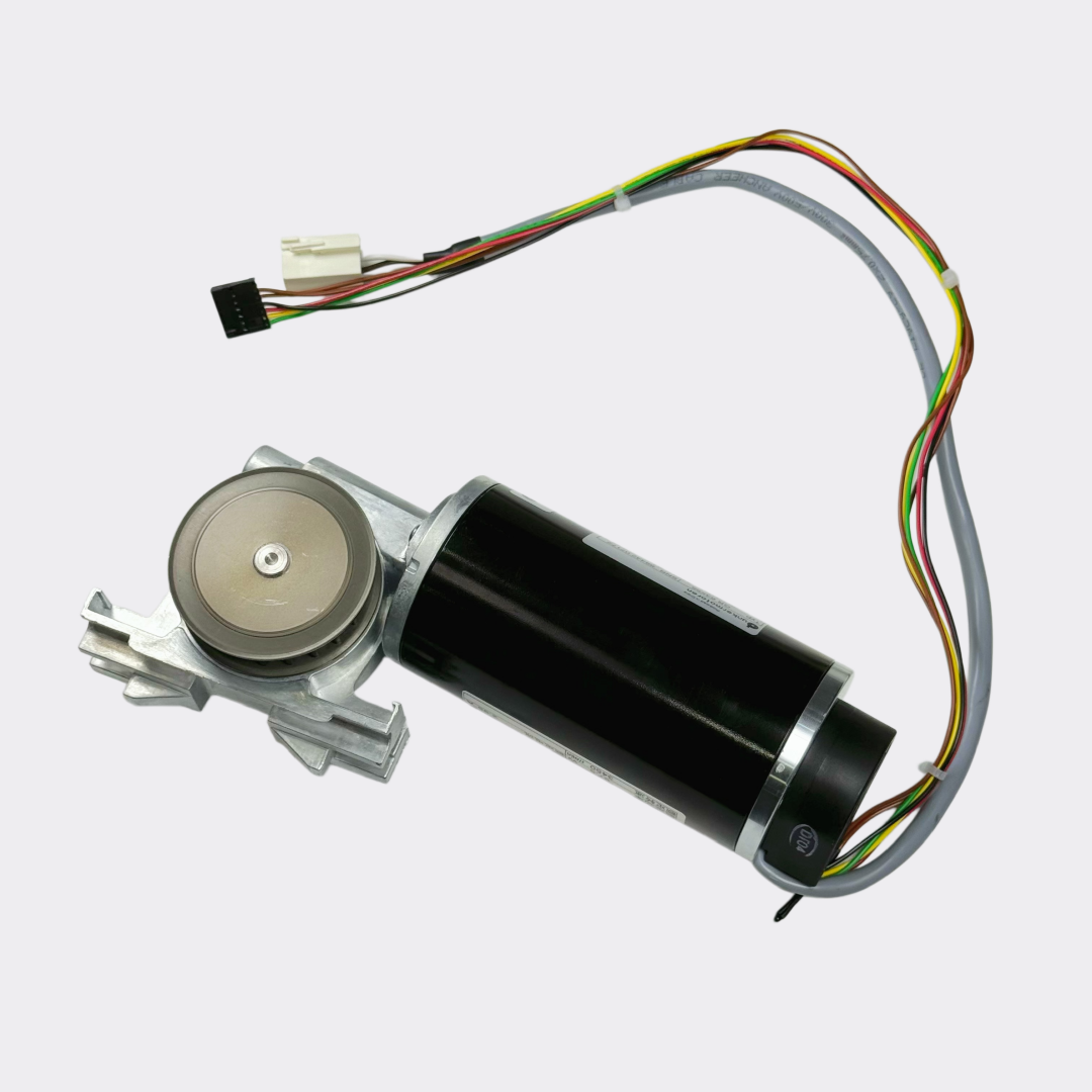 GEZE ECdrive automatic door motor complete assembly with 4-pin JST connector and colored wiring harness