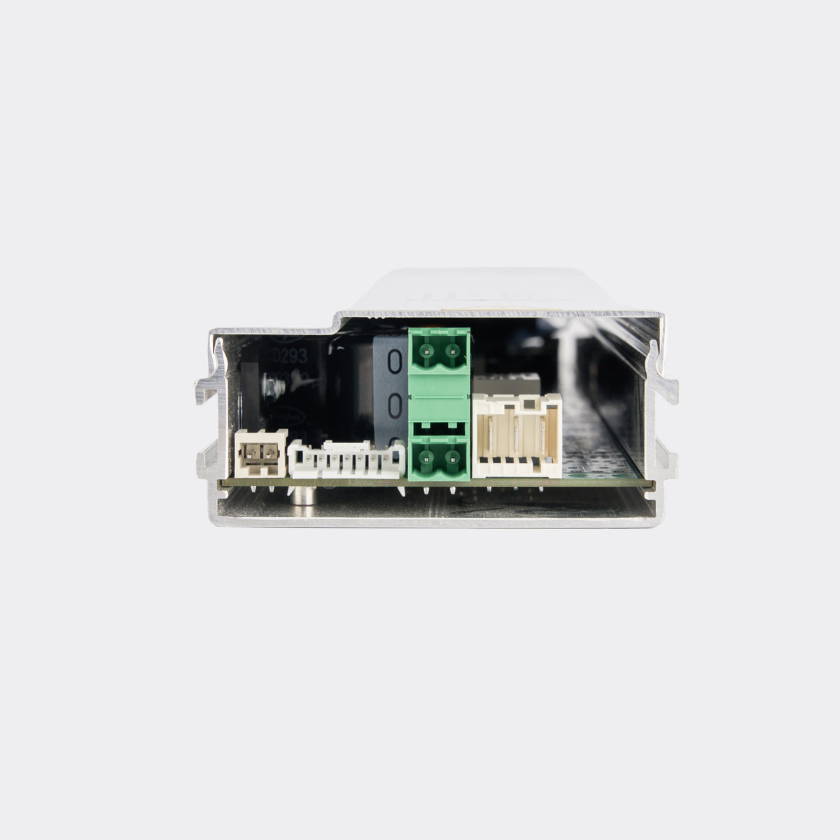 Geze Slimdrive processor DCU1 control board showing terminal connections and ports