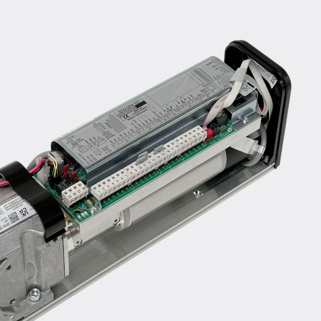 Record DFA 127 swing door operator connection terminal area