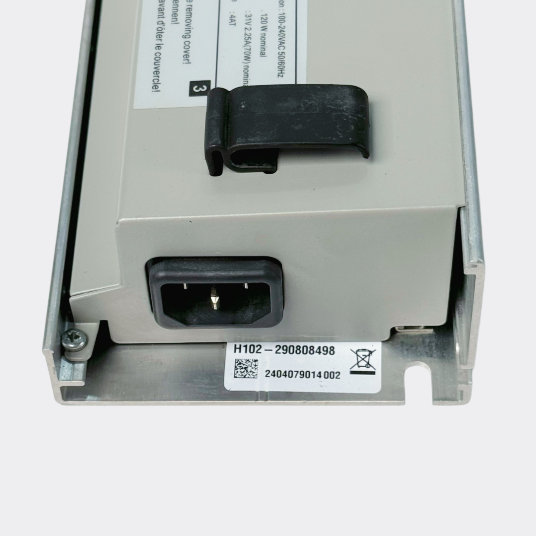 Record STA20 control unit power input and identification label close-up