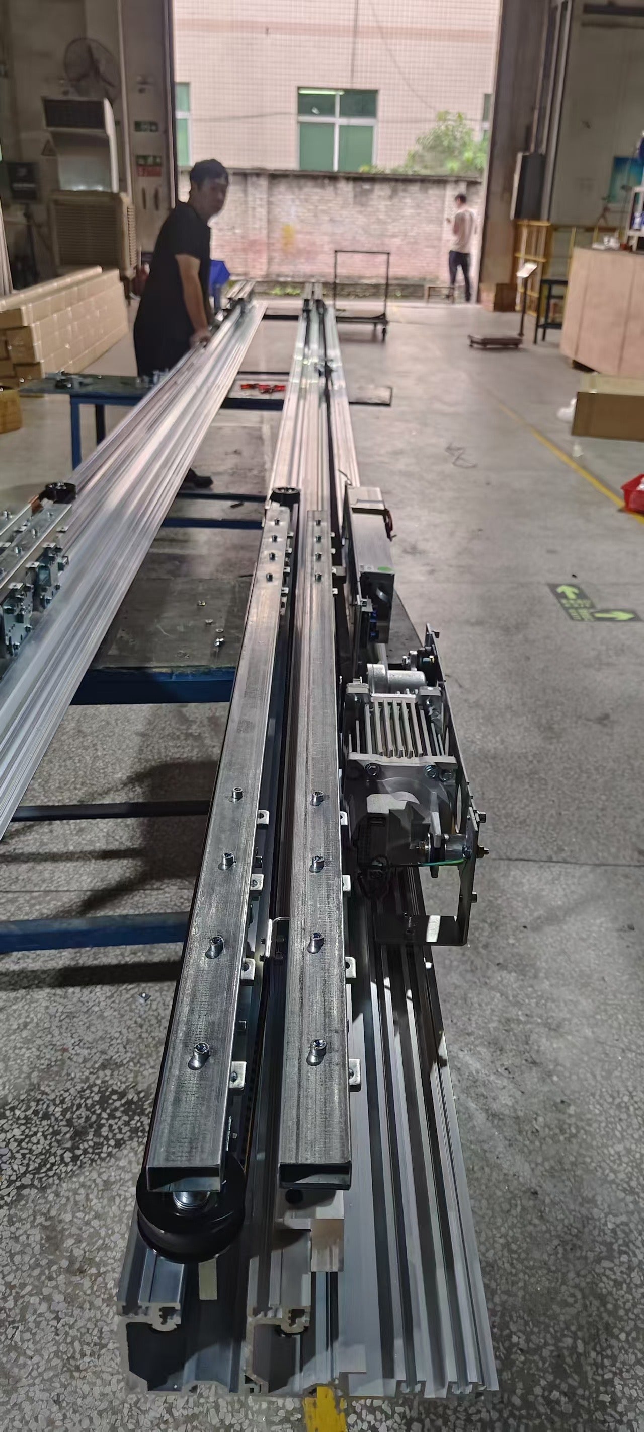 Telescopic sliding door kits on the production line